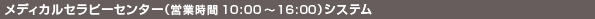 メディカルセラピーセンター(営業時間10:00~16:00)システム
